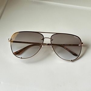 Quay Australia Sunglasses Aviator High Key Rimless Gold Yellow Full Size